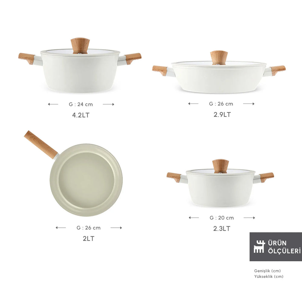 " Karaca Swiss Crystal Almond Cream Induktionsfähiges 7-teiliges Töpfe-Set "