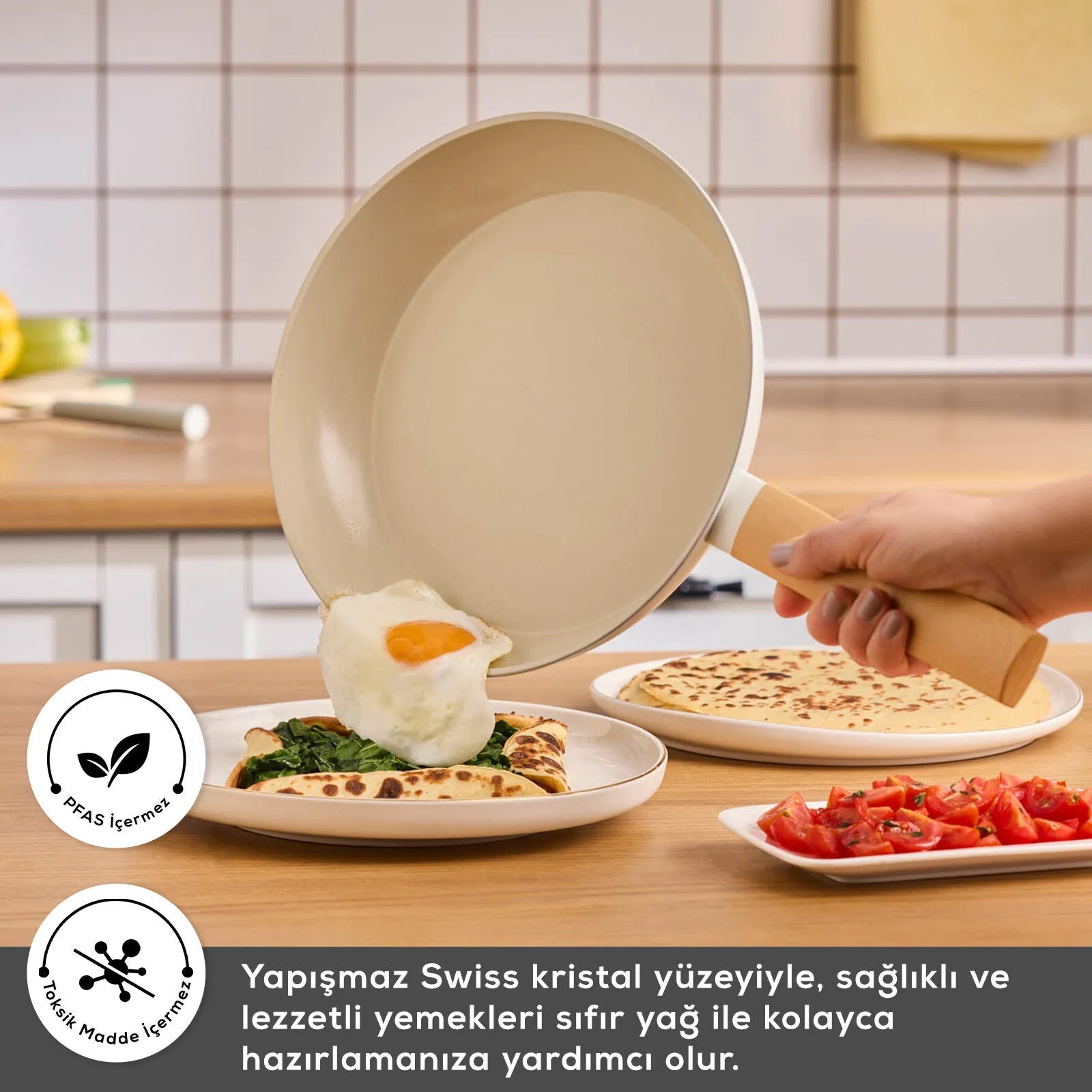 " Karaca Swiss Crystal Almond Cream Induktionsfähiges 7-teiliges Töpfe-Set "