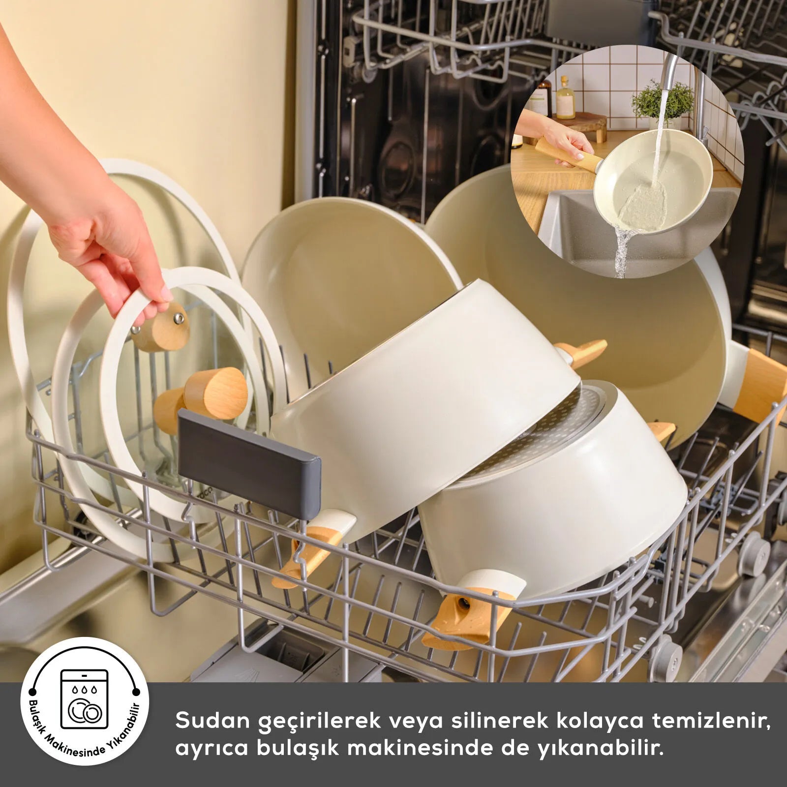 " Karaca Swiss Crystal Almond Cream Induktionsfähiges 7-teiliges Töpfe-Set "