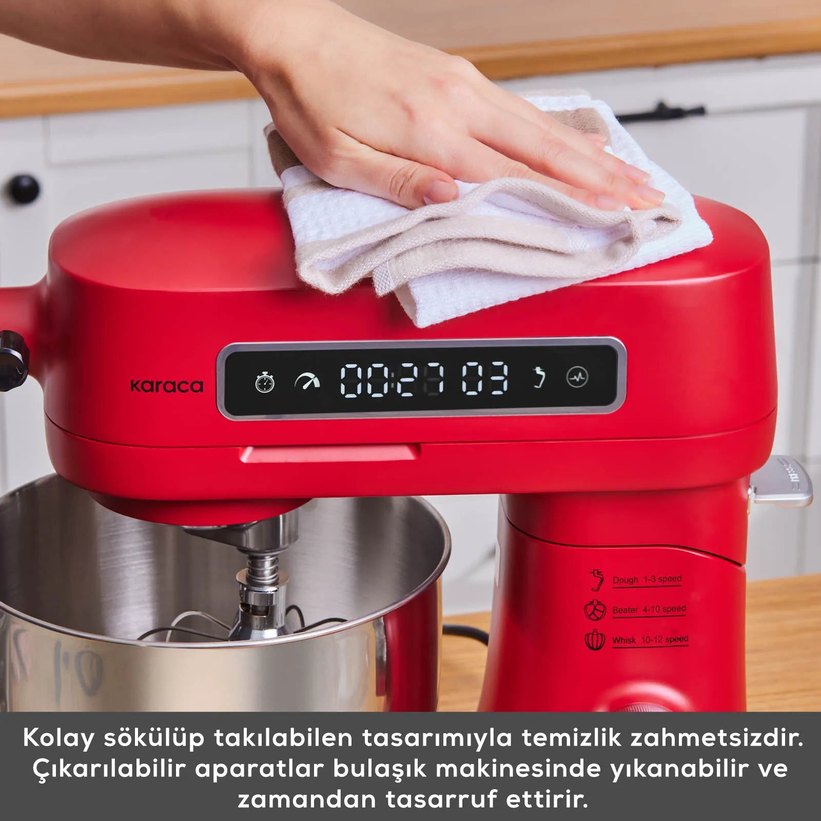 " Karaca Pro Artisan Digital Display Gusseisen Küchenkoch 1600W Rot "