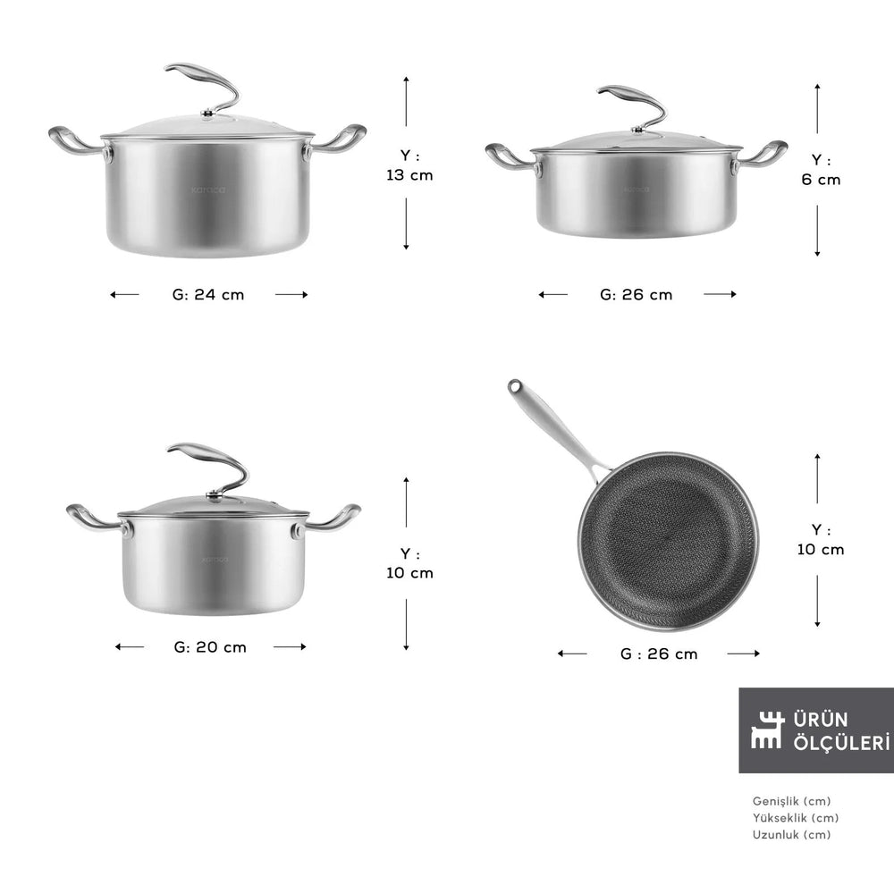 " Karaca 5Ply PowerSteel 316+ Kochtopf Set, 7 Teilig "