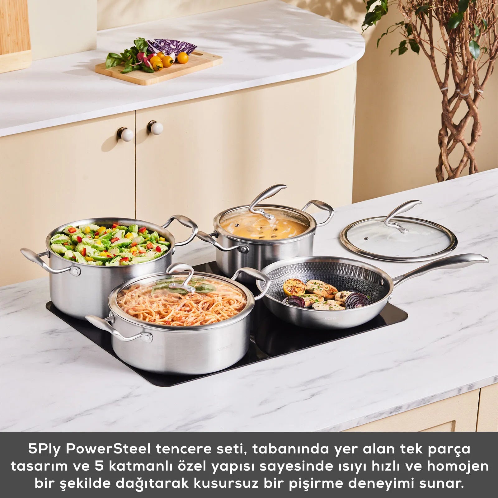 " Karaca 5Ply PowerSteel 316+ Kochtopf Set, 7 Teilig "