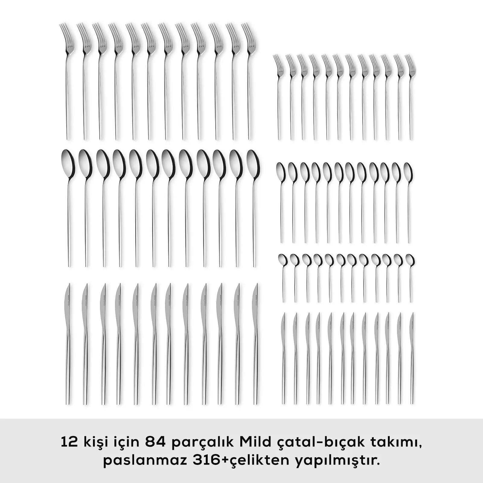 " Karaca Mild 84-teiliges 316+ Premium Besteckset für 12 Personen "