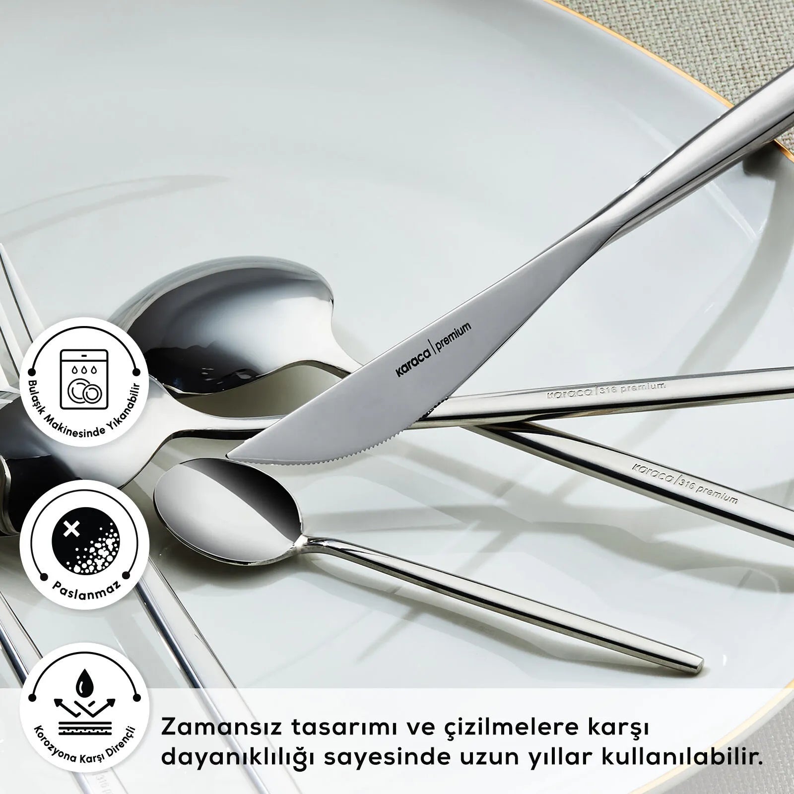 " Karaca Mild 84-teiliges 316+ Premium Besteckset für 12 Personen "