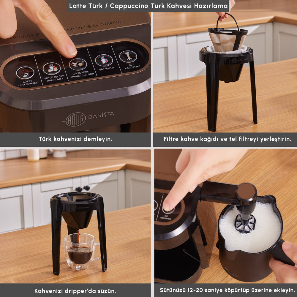 " Karaca Hatır Barista Latte- und Türkische Kaffeemaschine Walnut Brown "