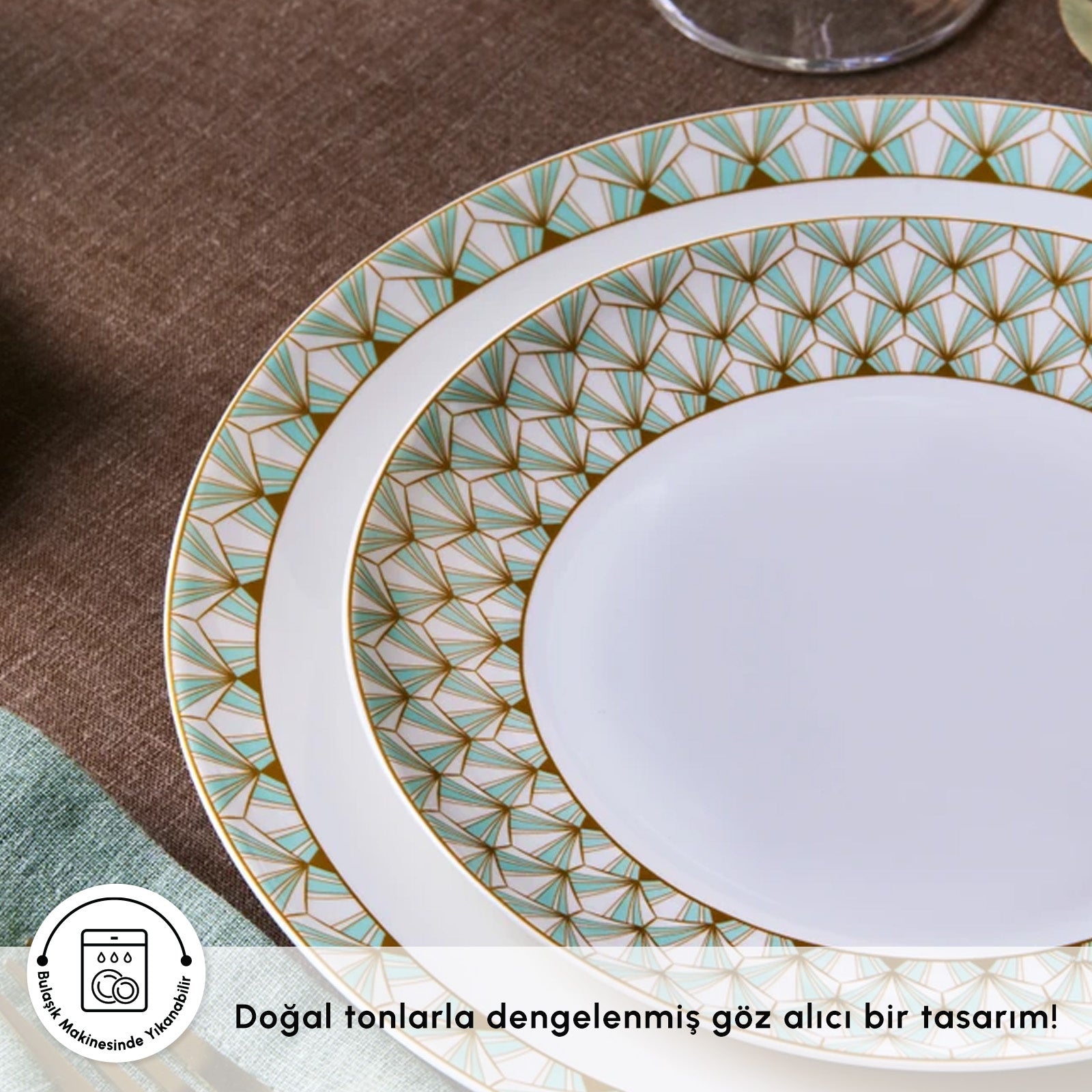 " Karaca Forever Bone Emerald, 53-teiliges Tafelservice für 12 Personen "