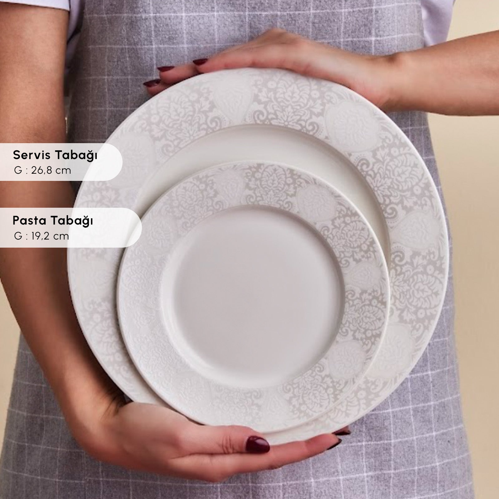 " Karaca Forever Bone China New Olio 53-teiliges Tafelservice für 12 Personen, Weiß "