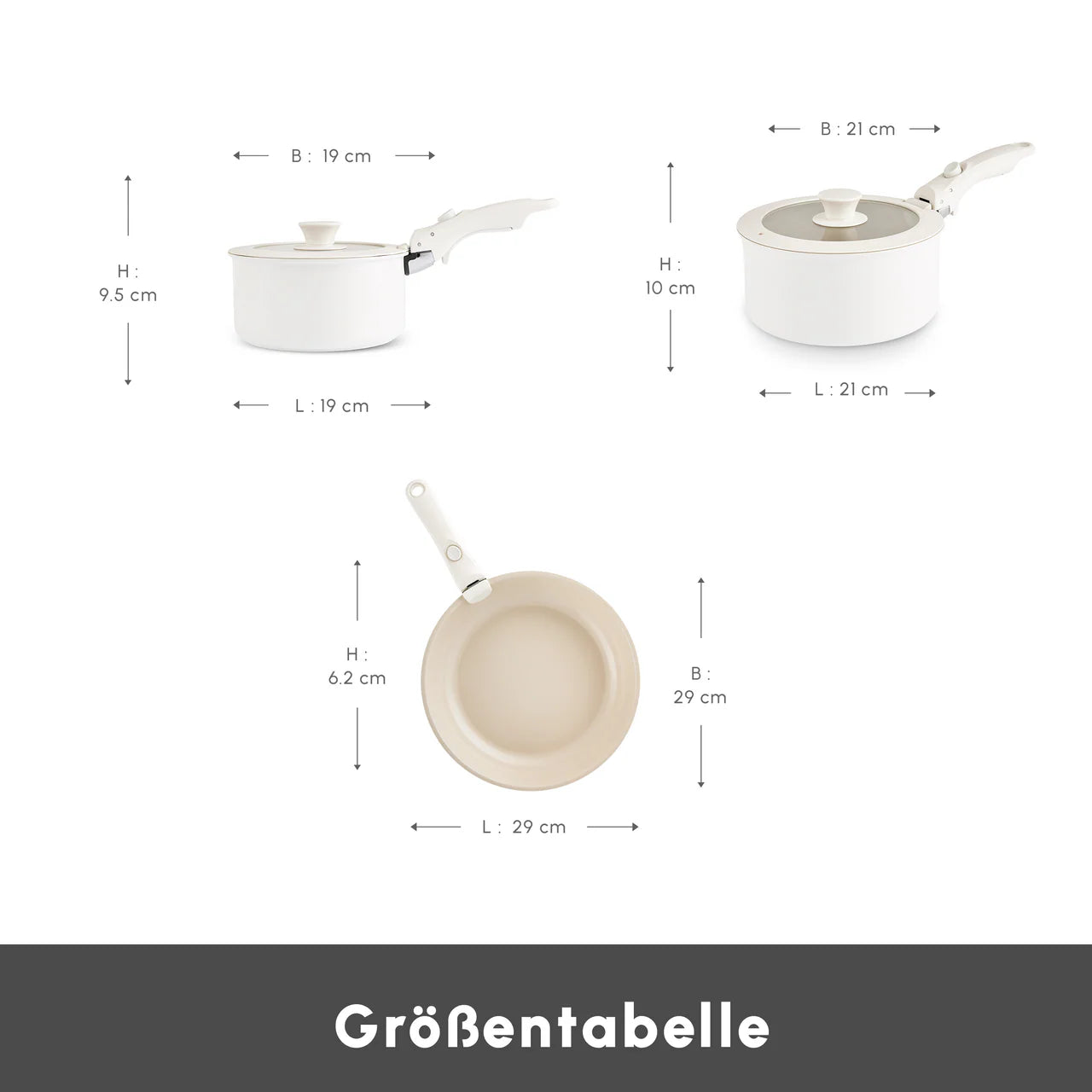 Karaca Comfort 6-teiliges Keramik-Kochgeschirrset mit abnehmbaren Griffen