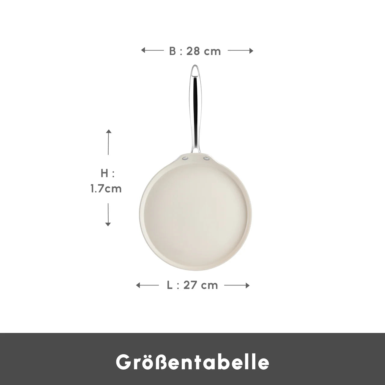 Karaca Swiss Crystal Almond Cream Pfannkuchenpfanne mit Edelstahlgriff 28 cm