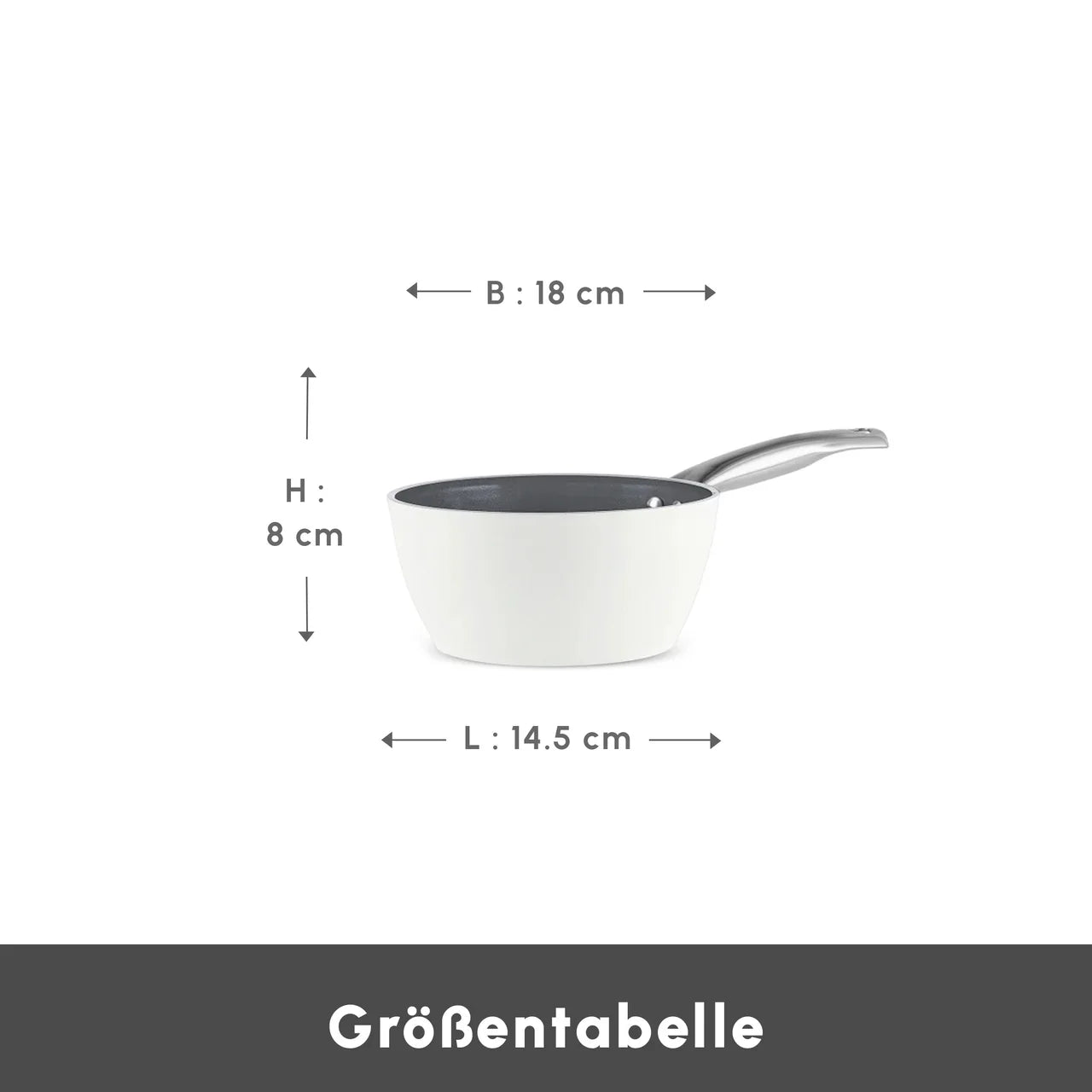 Karaca Swiss Crystal Almond Cream Stielkasserolle mit Edelstahlgriff 18 cm
