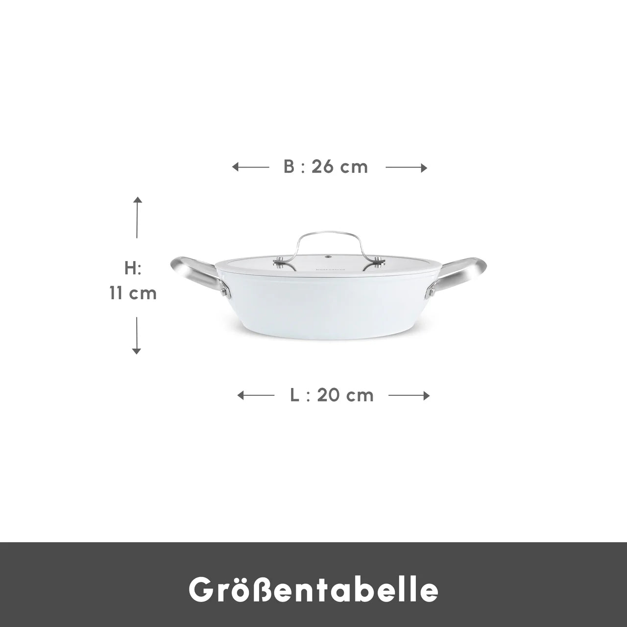 Karaca Swiss Crystal Almond Cream Handle Flache Kasserolle 26 cm