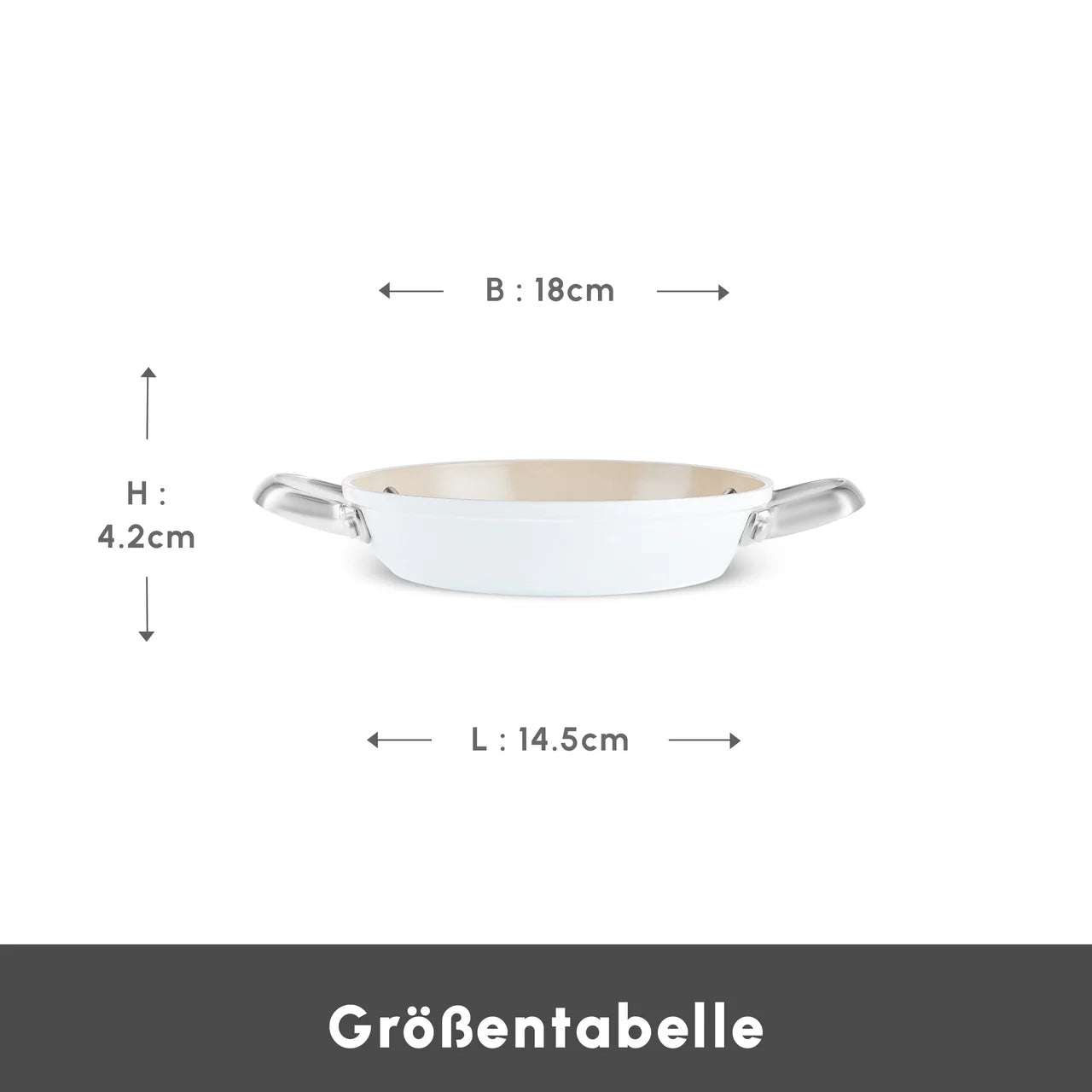 Karaca Swiss Crystal Almond Cream Handle Flache Pfanne 18 cm