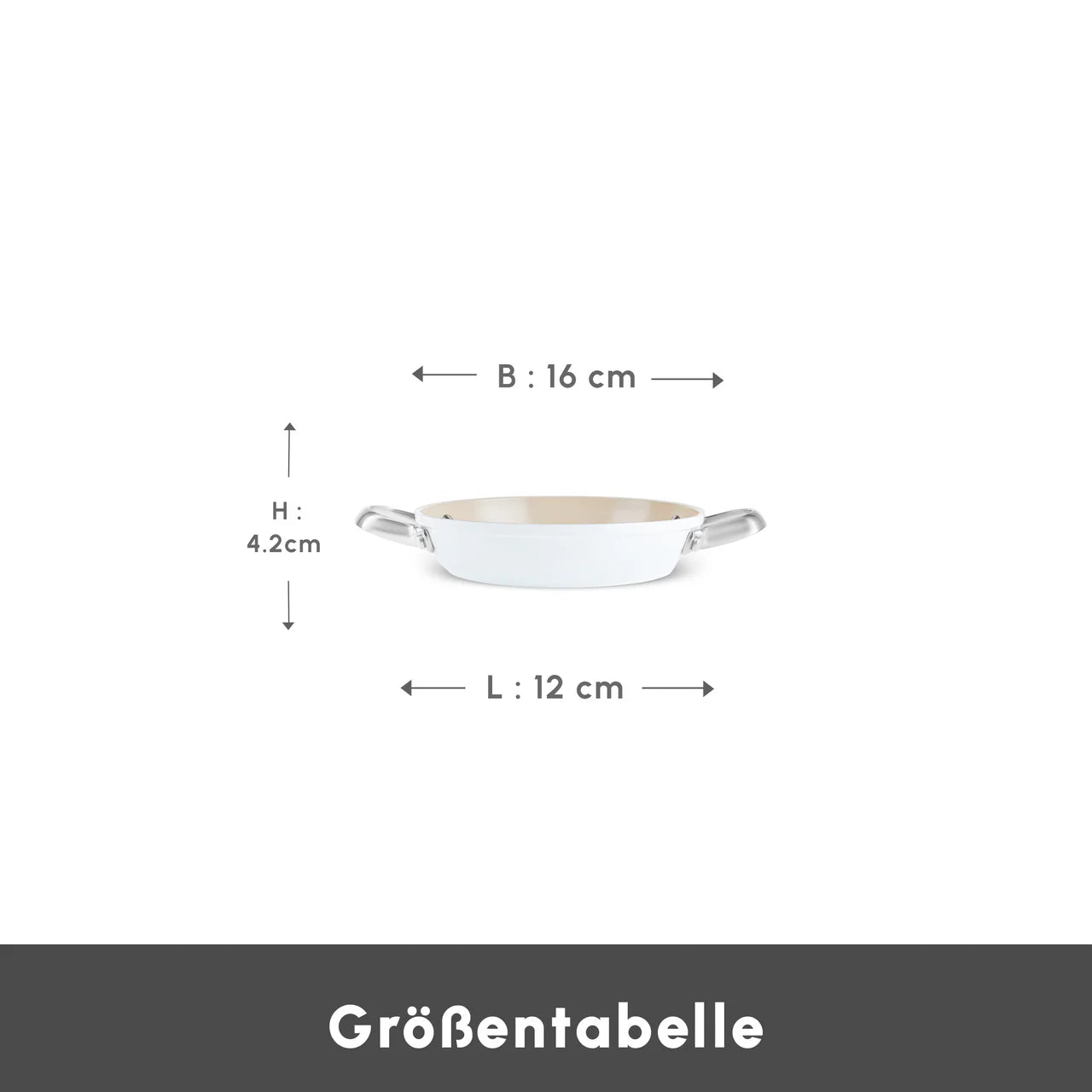 Karaca Swiss Crystal Almond Cream Handle Flache Kasserolle 16 cm