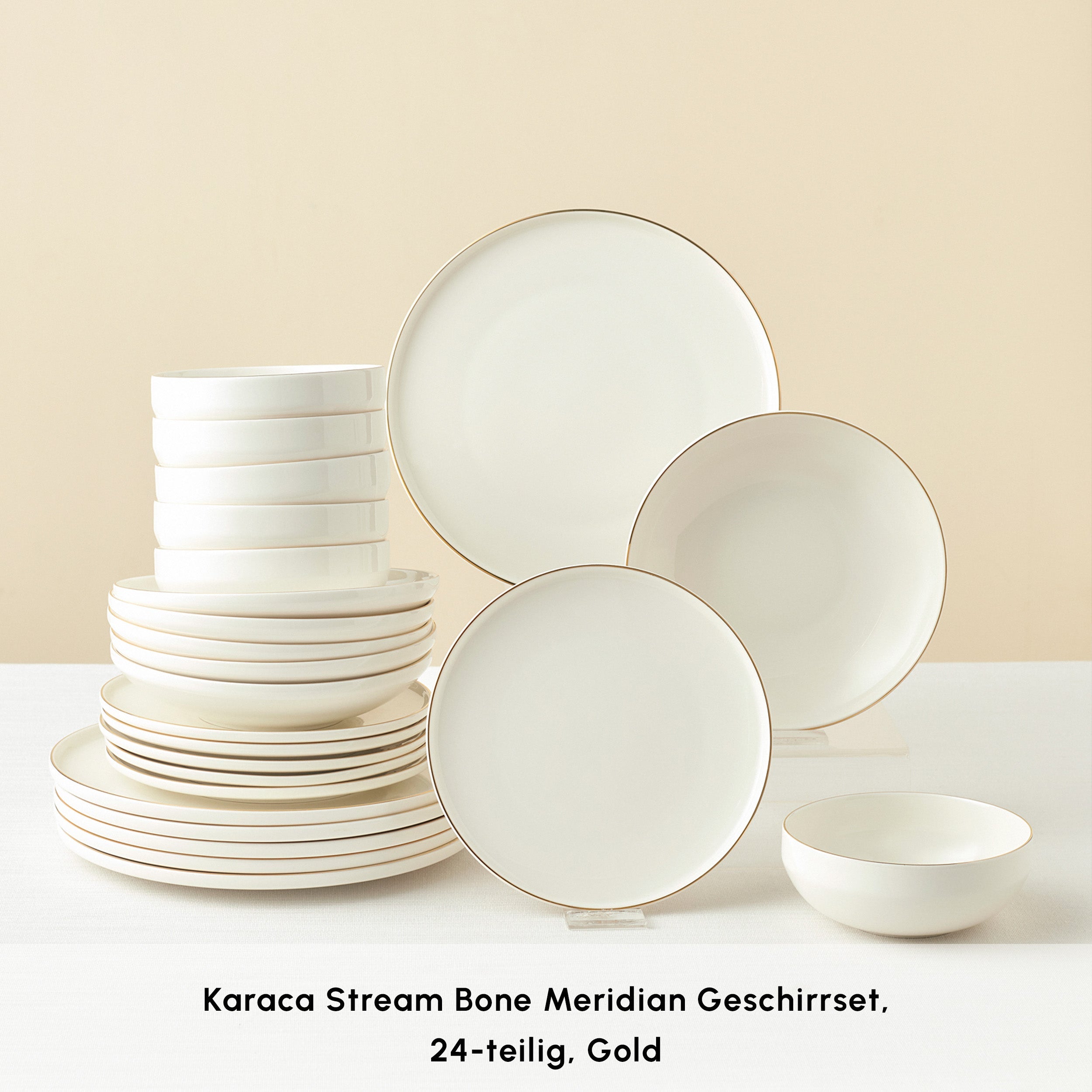Karaca Stream Bone Meridian Geschirrset 24-teilig Gold