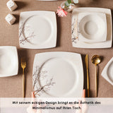 Karaca Square Bone China Autumn 53-teiliges Tafelservice für 12 Personen Weiss Mehrfarbig