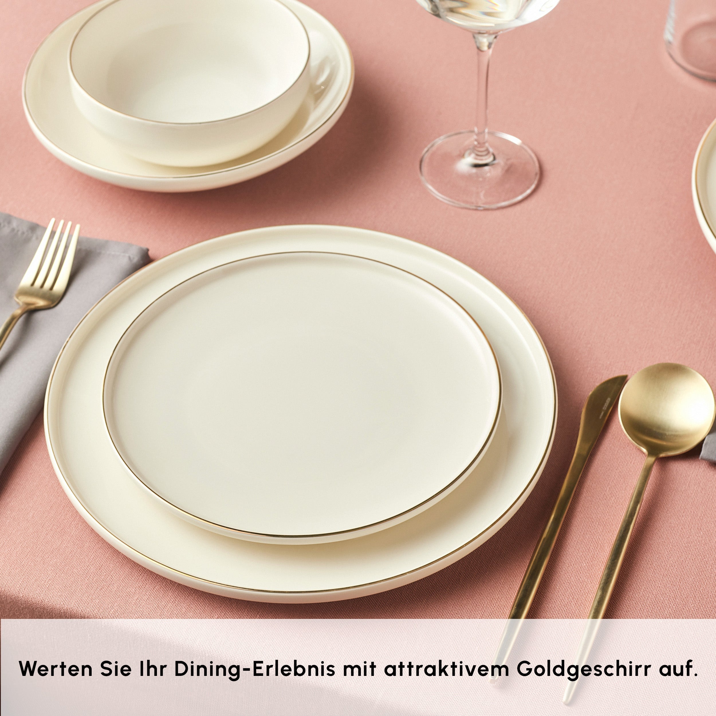 Karaca Stream Bone Meridian Geschirrset 24-teilig Gold