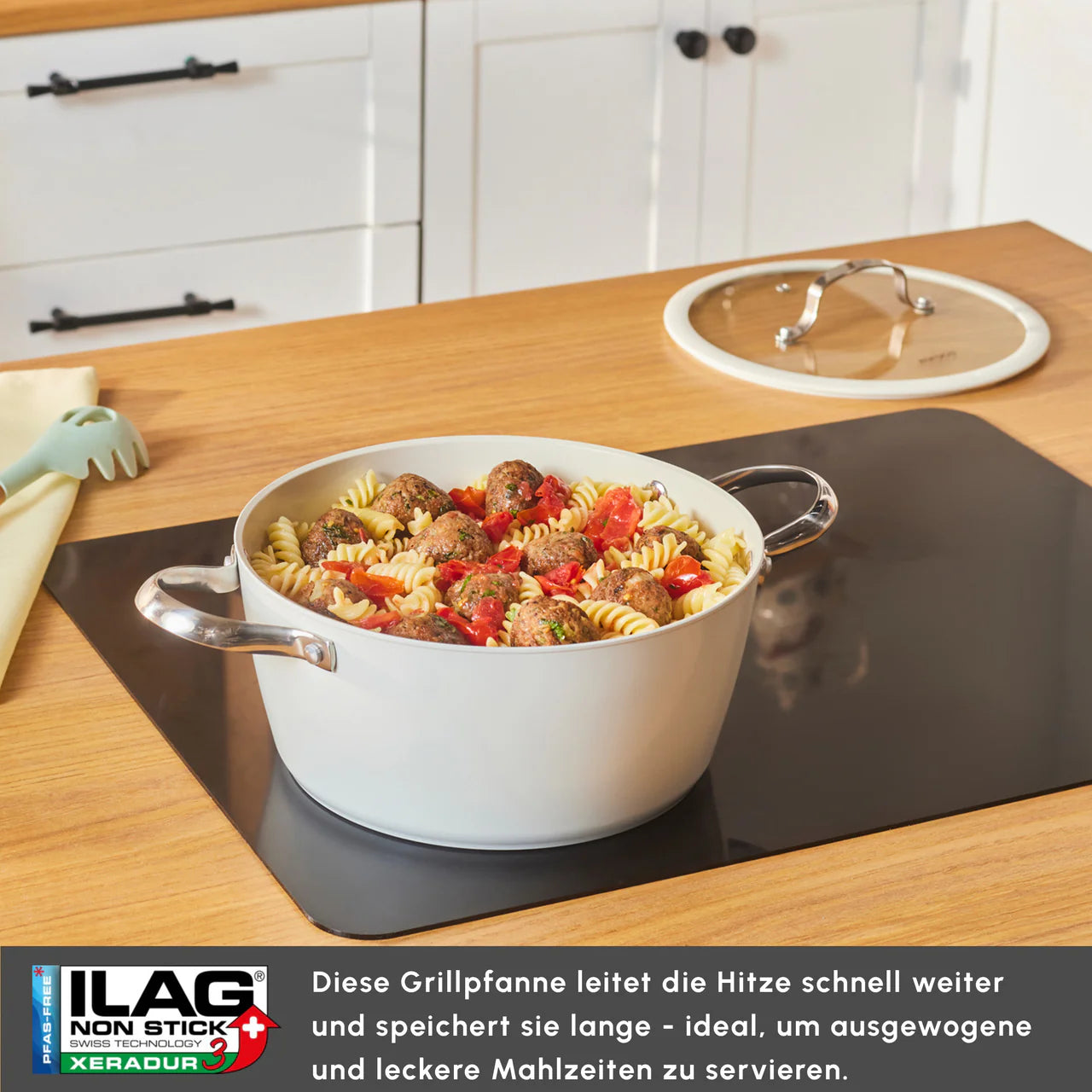 Karaca Swiss Crystal Almond Cream Kasserolle mit Edelstahlgriff 24 cm