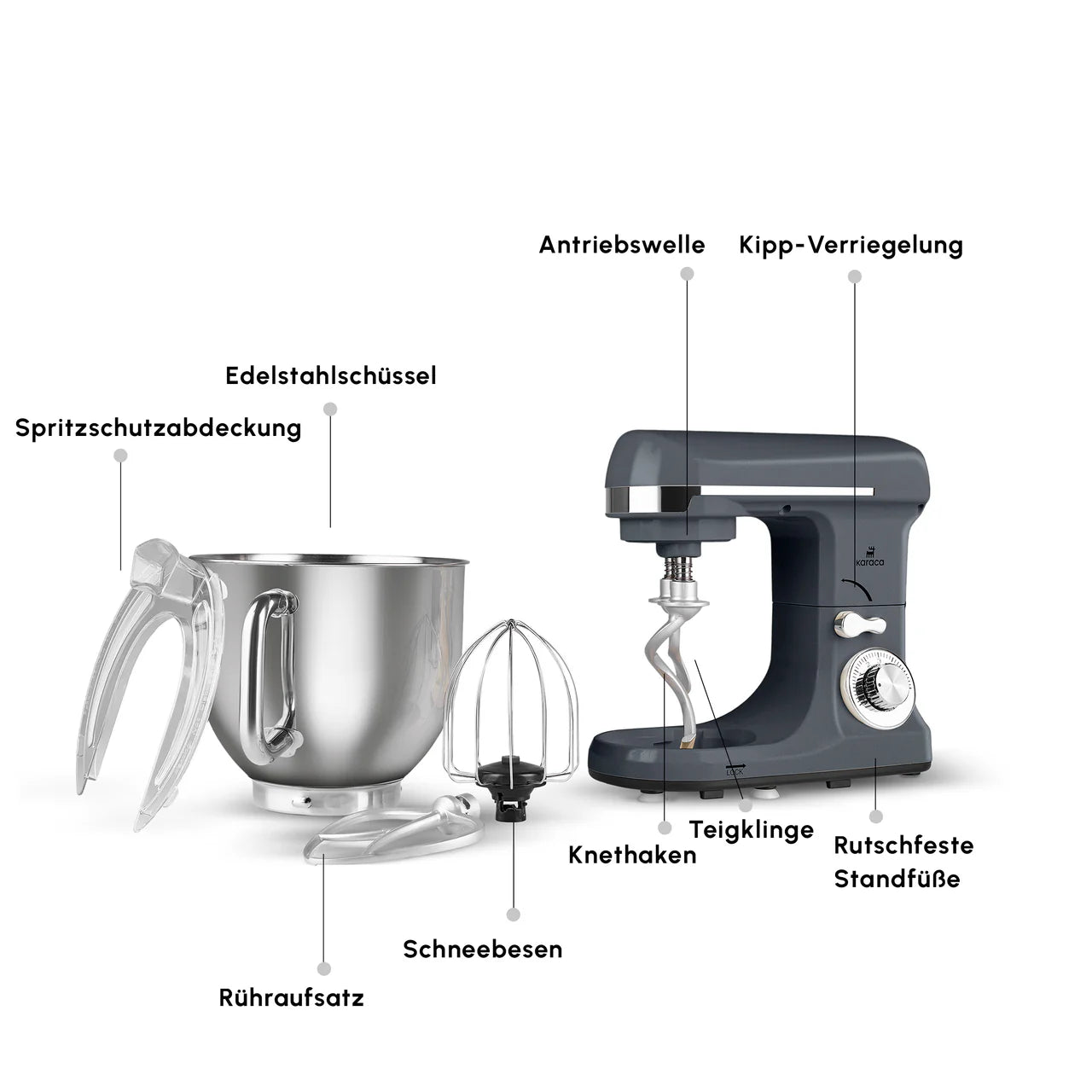 Karaca Blendburst Küchenchef Grau 1400 W