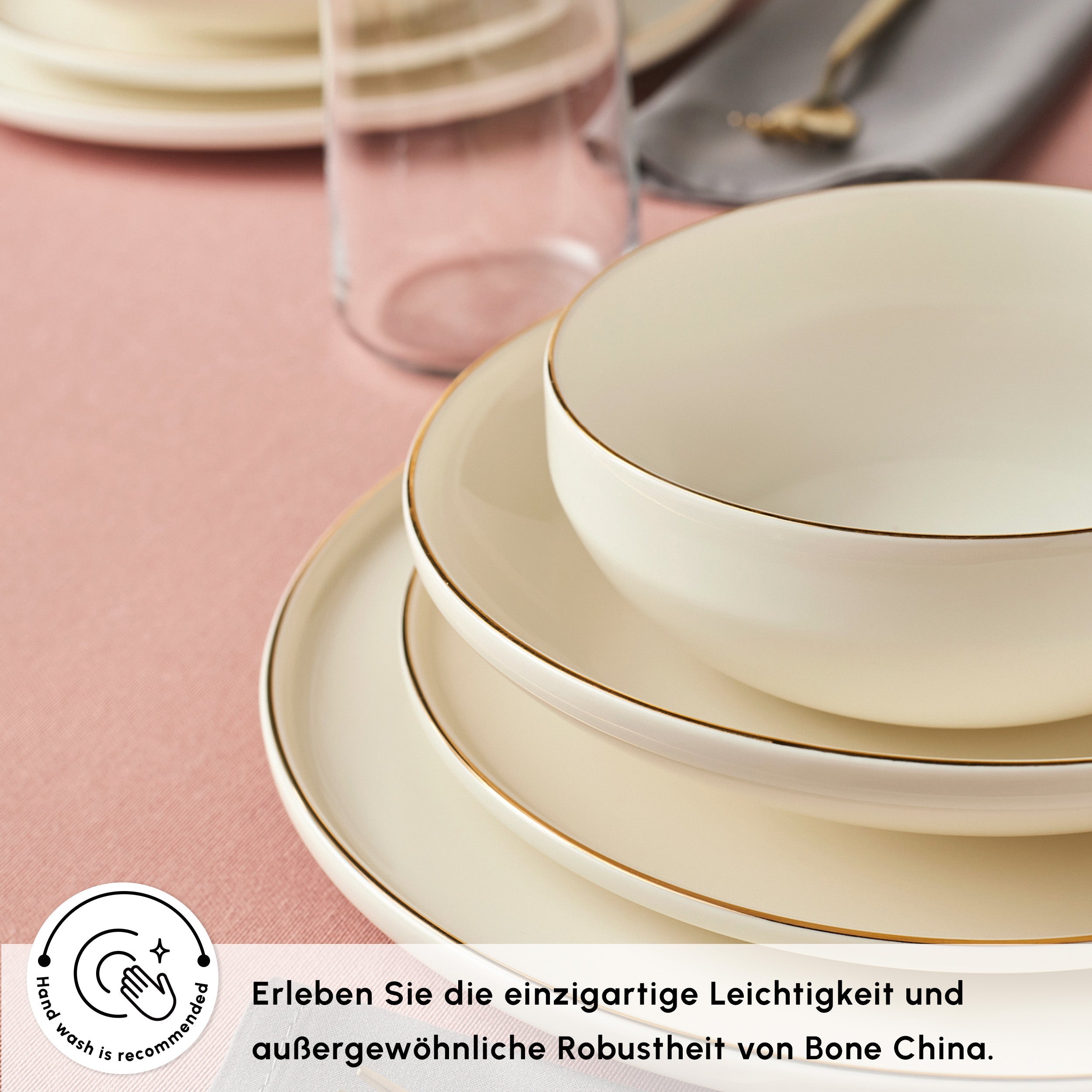 Karaca Stream Bone Meridian Geschirrset 24-teilig Gold