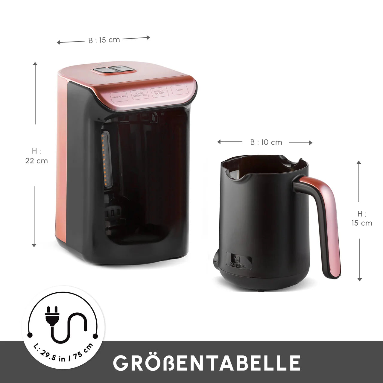 Karaca Hatır Köz Milky Türkische Kaffeemaschine Rose