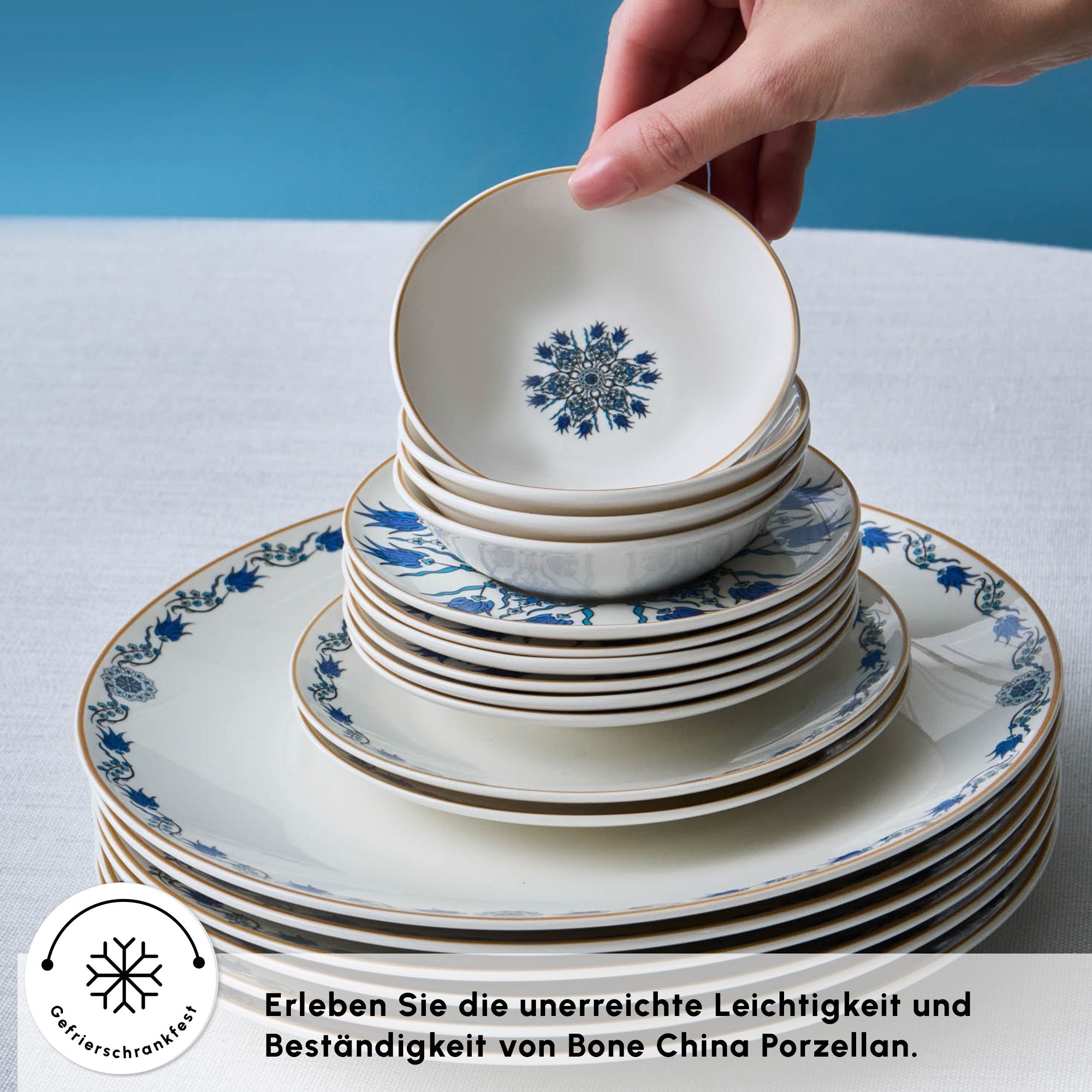 Karaca Bone China ?znik 26-teiliges Servierset für 6 Personen Mehrfarbig