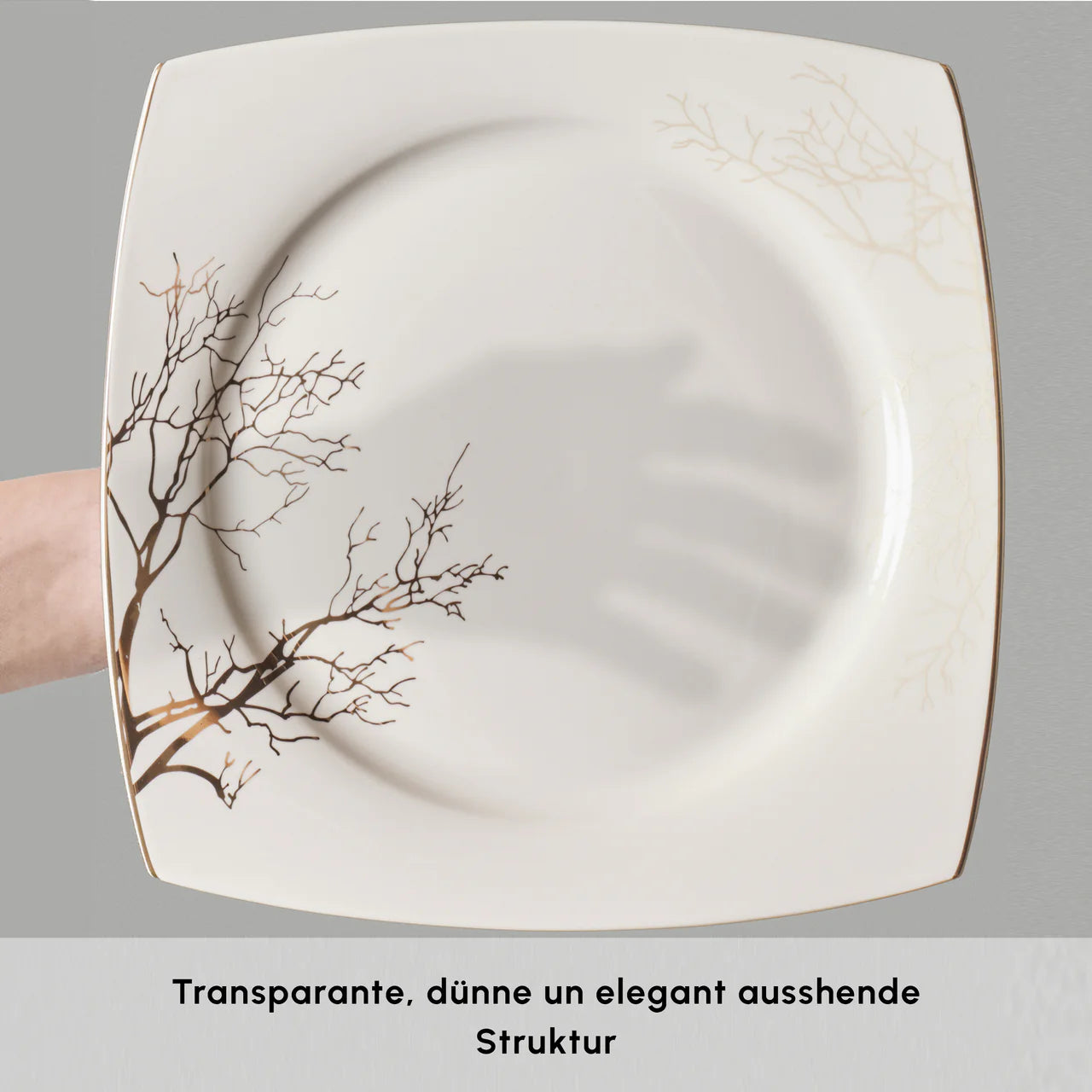 Karaca Square Bone China Autumn 53-teiliges Tafelservice für 12 Personen Weiss Mehrfarbig