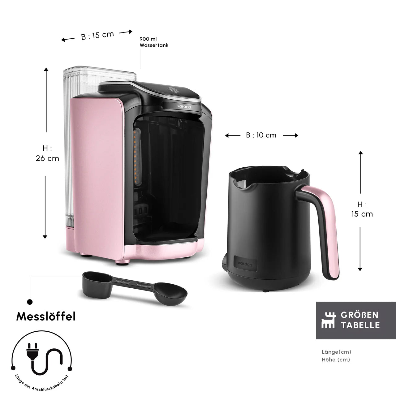 Karaca Hatır Aqua Wassertank Automatische Türkische Kaffeemaschine Rose Gold