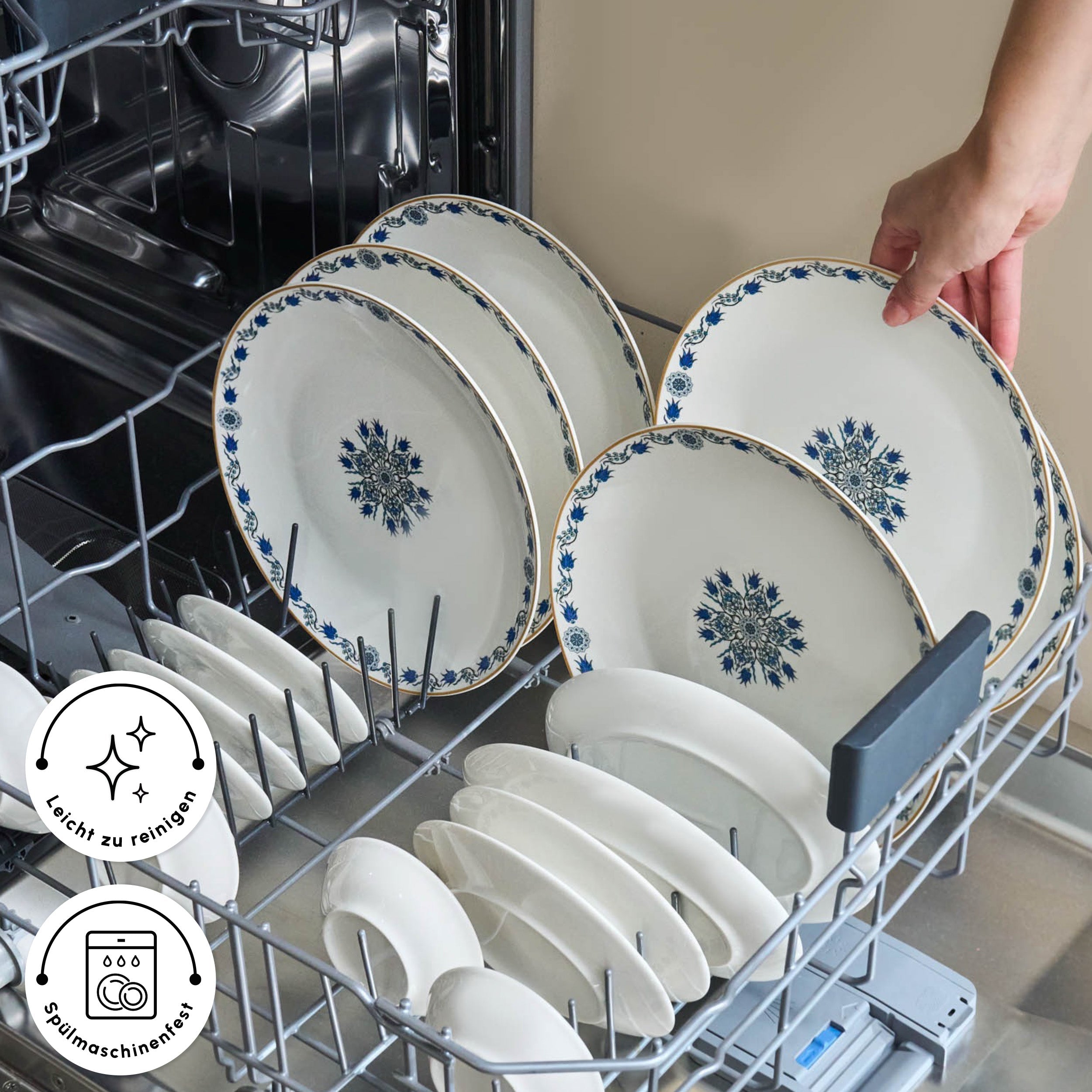 Karaca Bone China ?znik 26-teiliges Servierset für 6 Personen Mehrfarbig