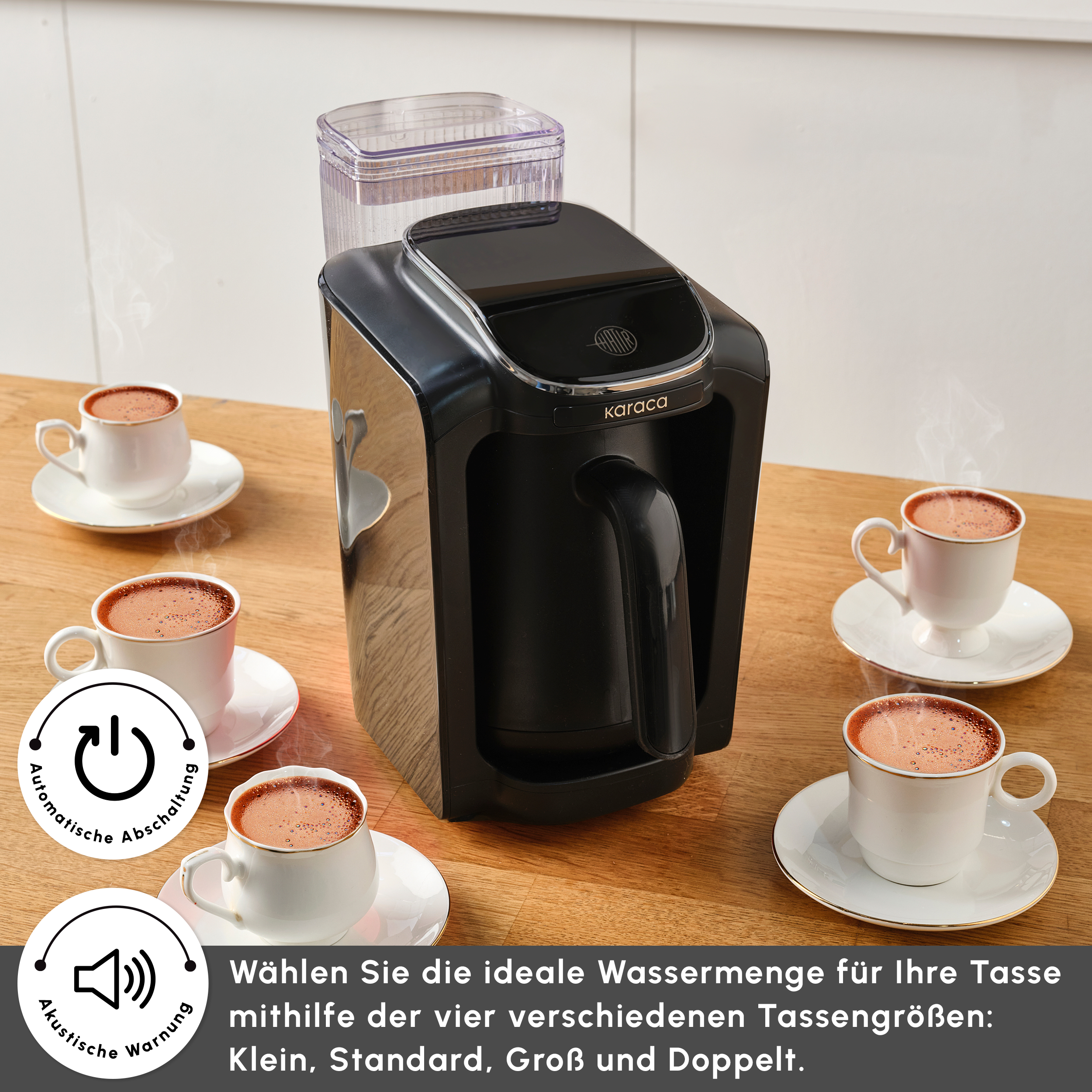Karaca Hatır Aqua Wassertank Automatische Türkische Kaffeemaschine Schwarz