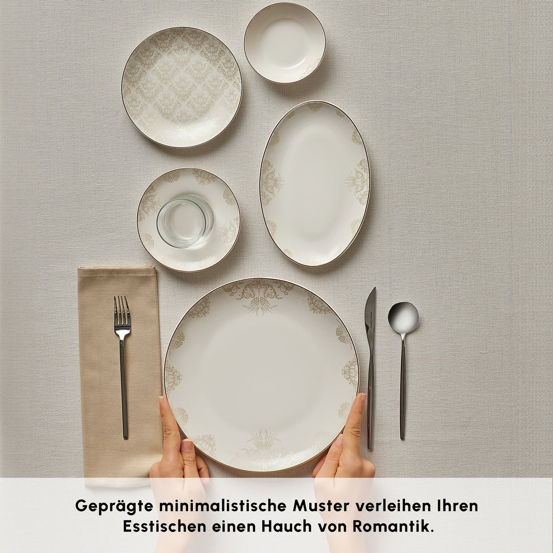 Karaca Bone China Siena 20-teiliges Tafelservice für 6 Personen Weiss