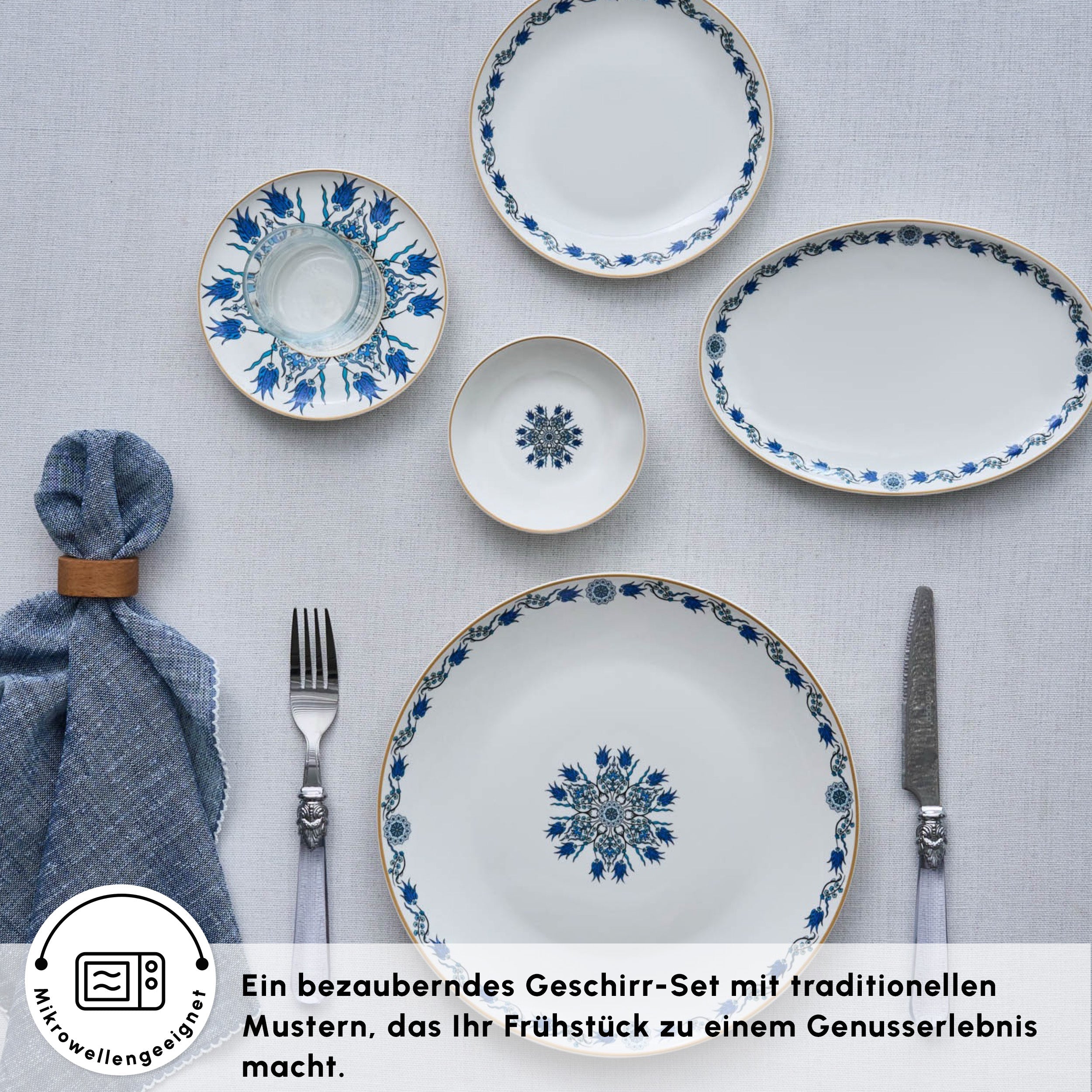 Karaca Bone China ?znik 26-teiliges Servierset für 6 Personen Mehrfarbig