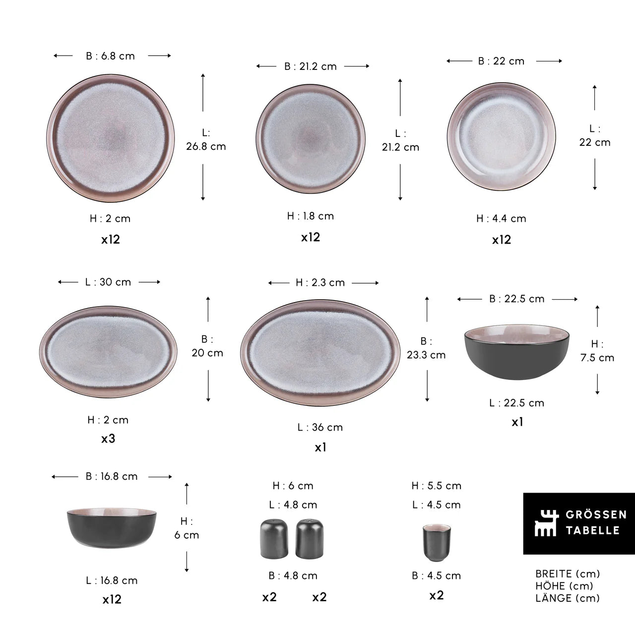 Karaca Earth Collection Mercure 59-Teiliges 12-Personen Geschirrset