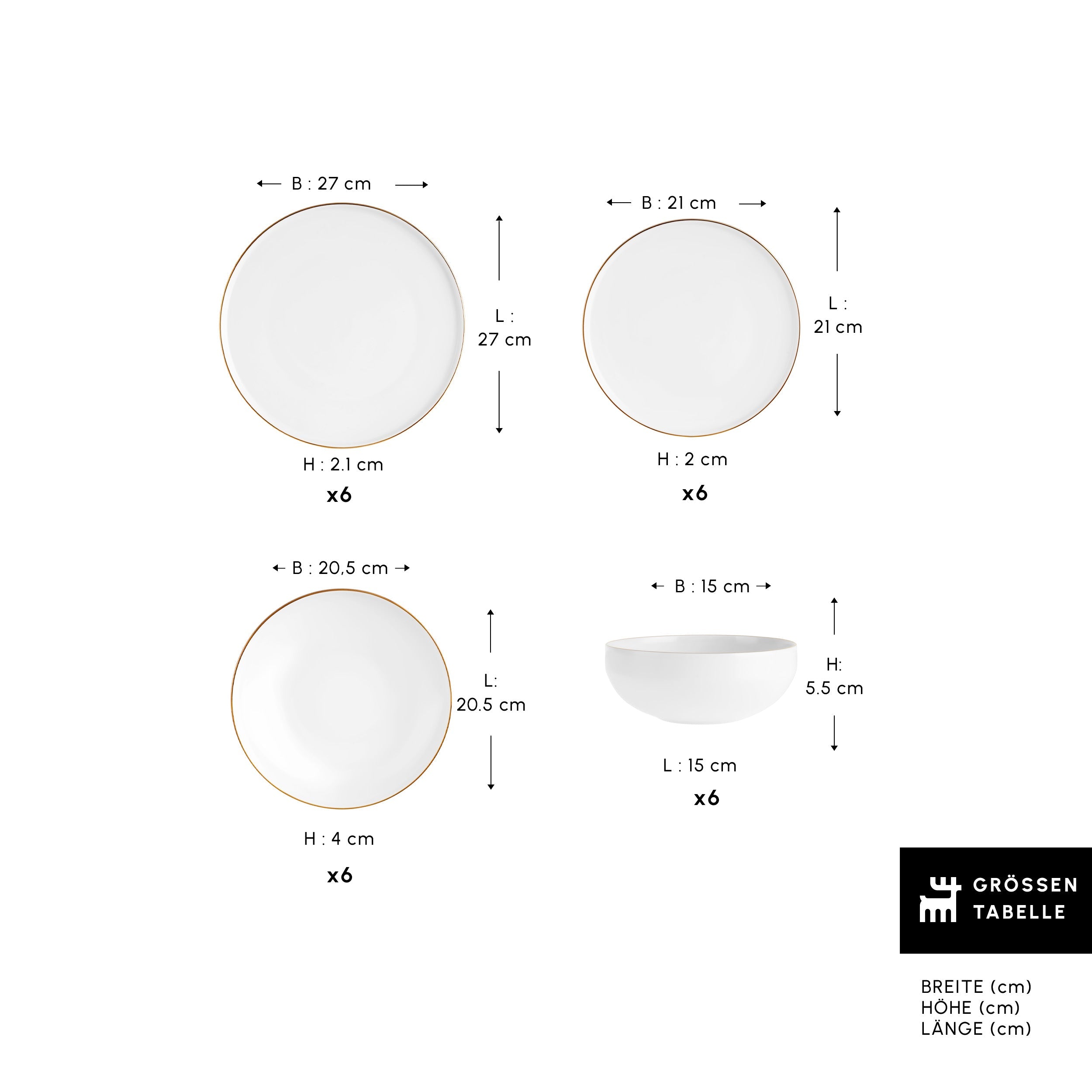 Karaca Stream Bone Meridian Geschirrset 24-teilig Gold