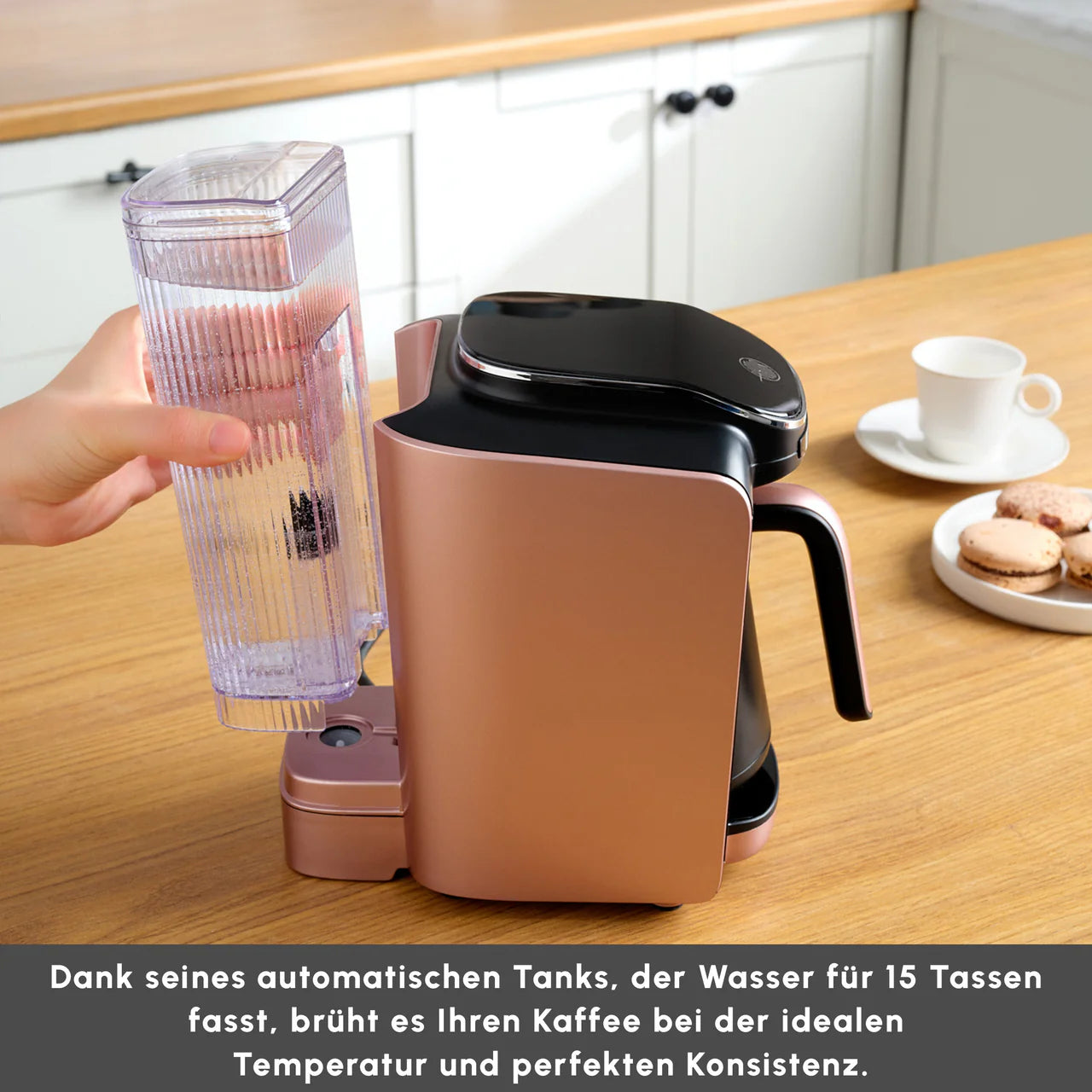 Karaca Hatır Aqua Wassertank Automatische Türkische Kaffeemaschine Rose Gold