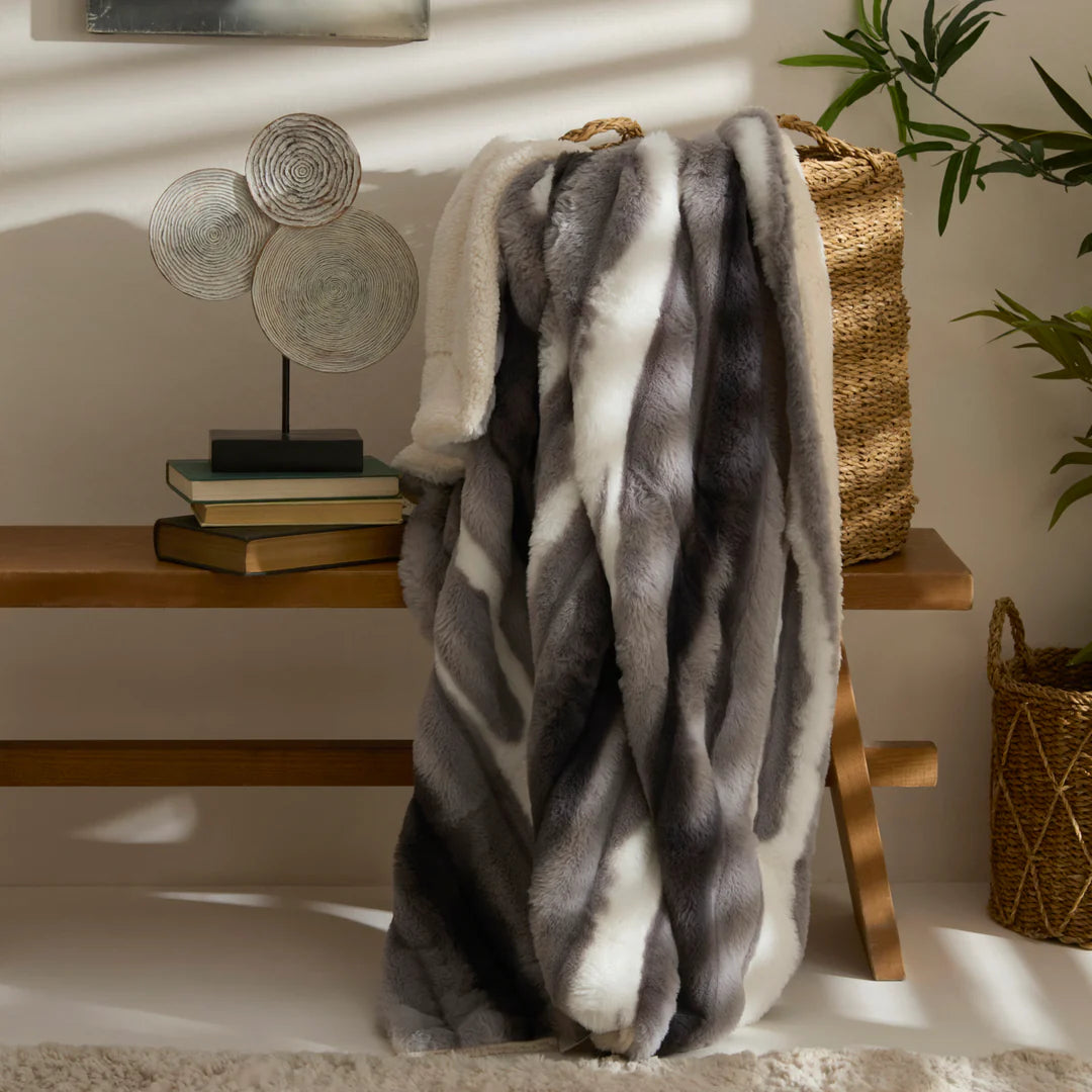 Karaca Rabbit Graue Sherpa Decke 130x150