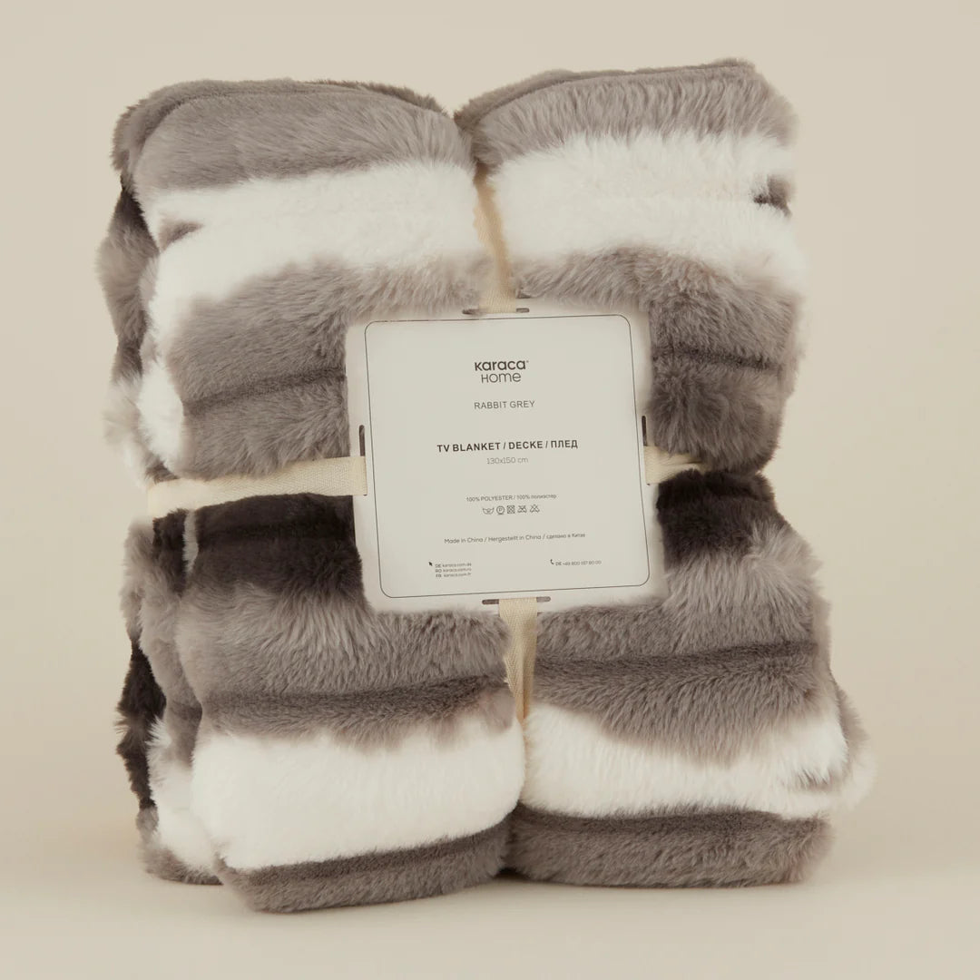 Karaca Rabbit Graue Sherpa Decke 130x150