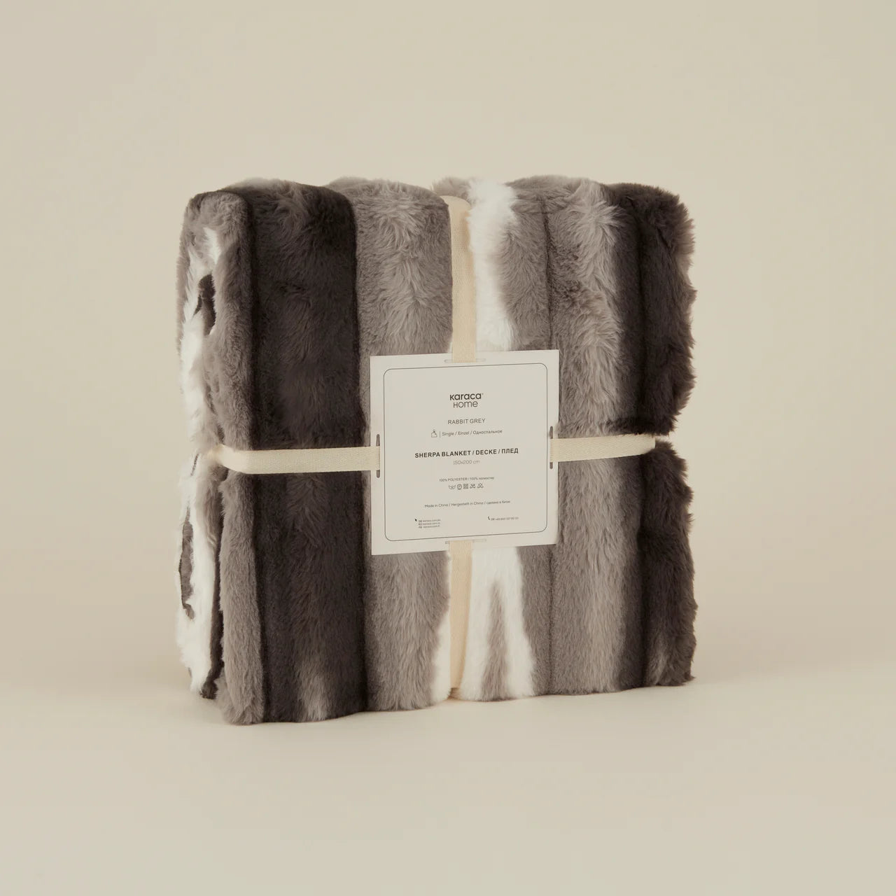 Karaca Rabbit Graue Sherpa Decke 150x200