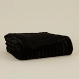 Karaca Stripe Sherpa Schwarze Decke 130x150