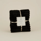 Karaca Stripe Sherpa Schwarze Decke 130x150
