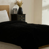 Karaca Stripe Sherpa Schwarze Decke 150x200