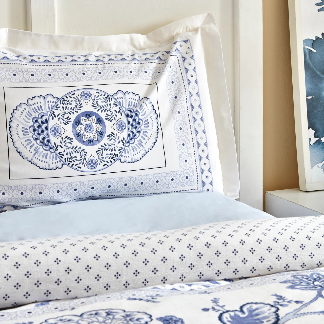 Karaca Amar Blau 100% Baumwolle Doppeltes Bettbezugs-Set