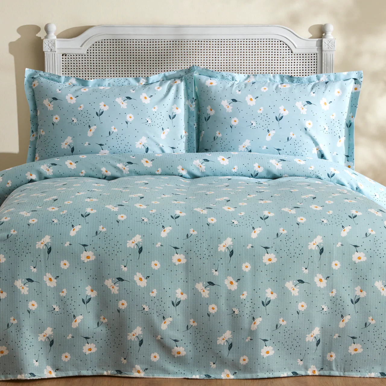 Karaca Daisy 100% Baumwolle Doppelbett Deckenbezug Set Mint