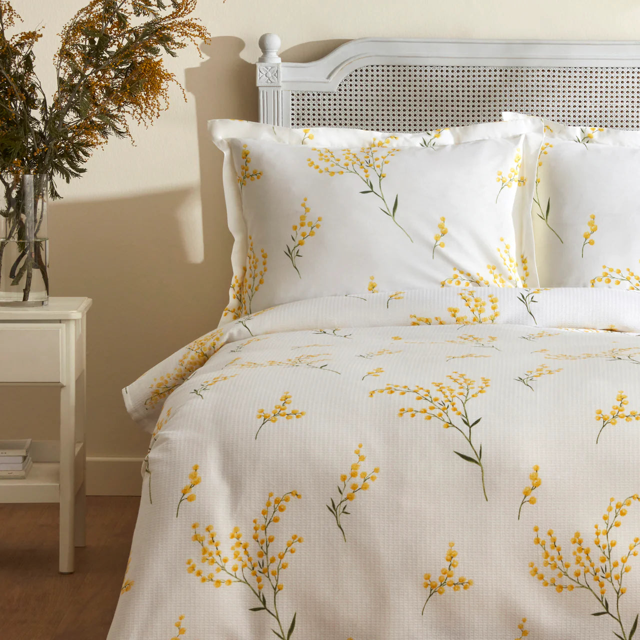 Karaca Loretta 100% Baumwolle Doppelbett-Piké-Set Gelb