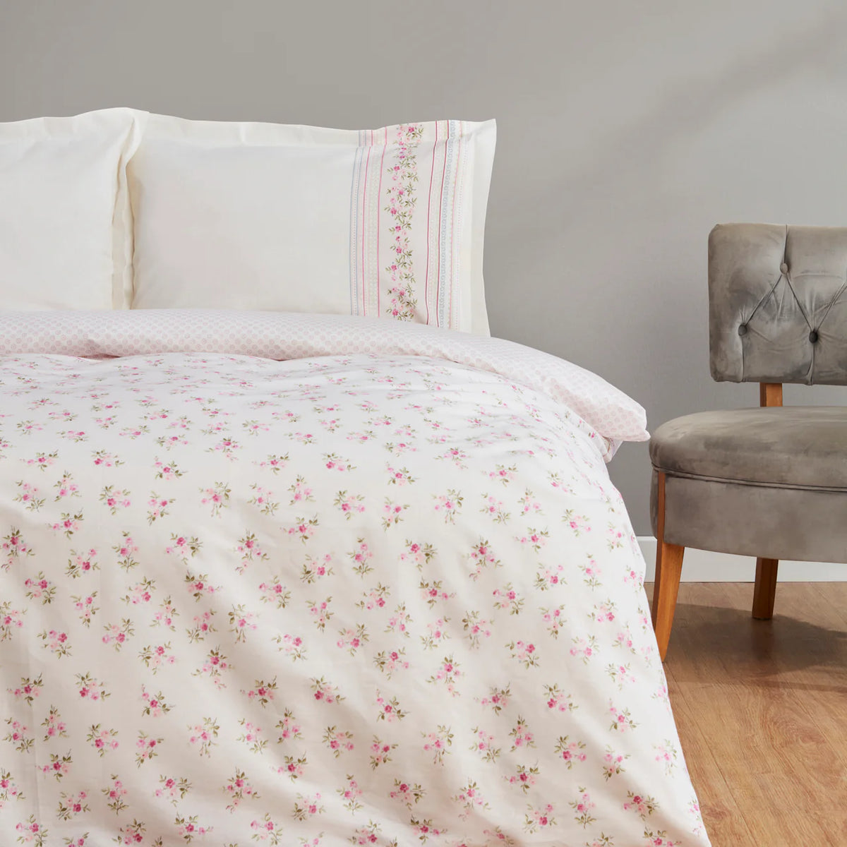 Karaca Glen Doppel Bettbezug Set 100% Baumwolle Rosa