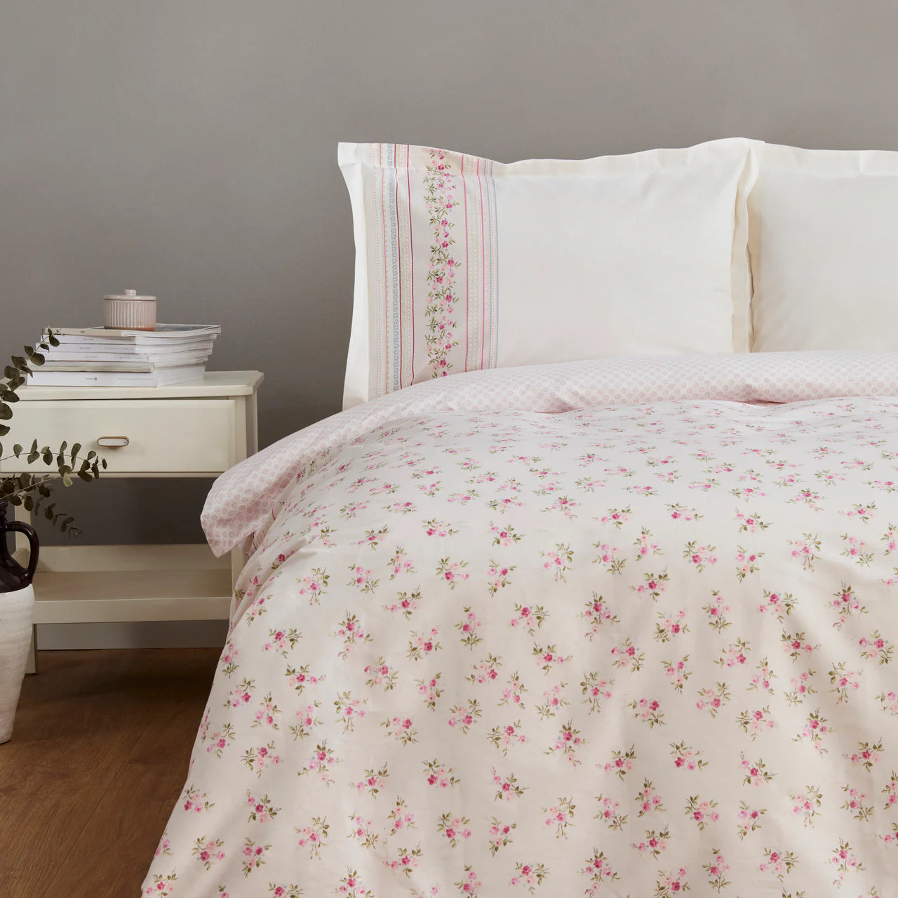 Karaca Glen Doppel Bettbezug Set 100% Baumwolle Rosa