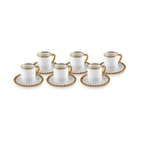 " Karaca Boncuk 12-teiliges Bone China Espresso Türkisch-Kaffeetassen-Set für 6 Personen, 80 ml, Weiß Gold "
