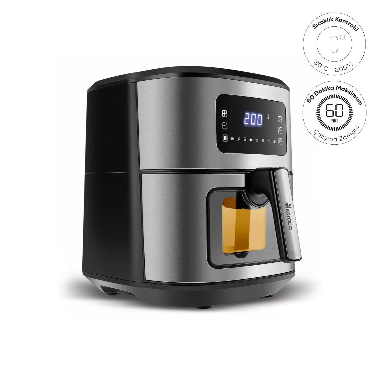 " Karaca Multifry Inox XXL 7 Liter Airfryer mit digitalem Glasfenster "