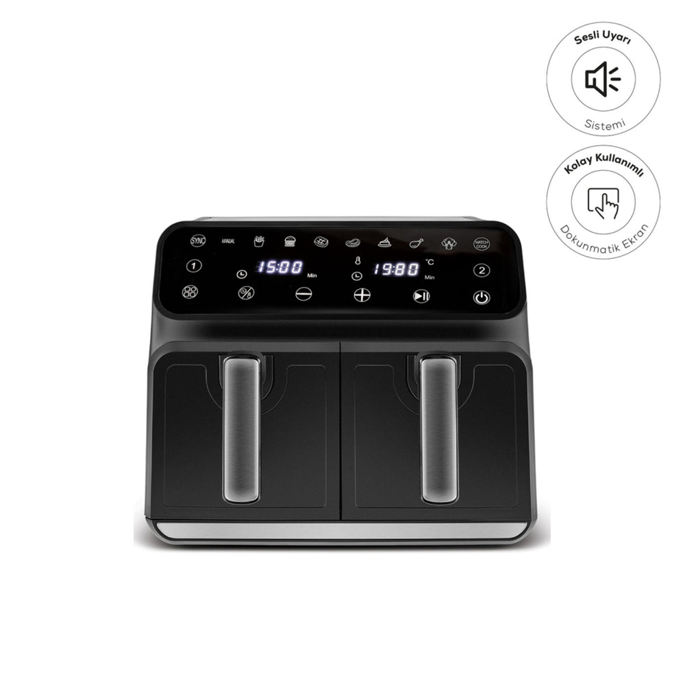 " Karaca Multifry XXXL 4+4 Liter digitaler Airfryer mit zwei Kammern "