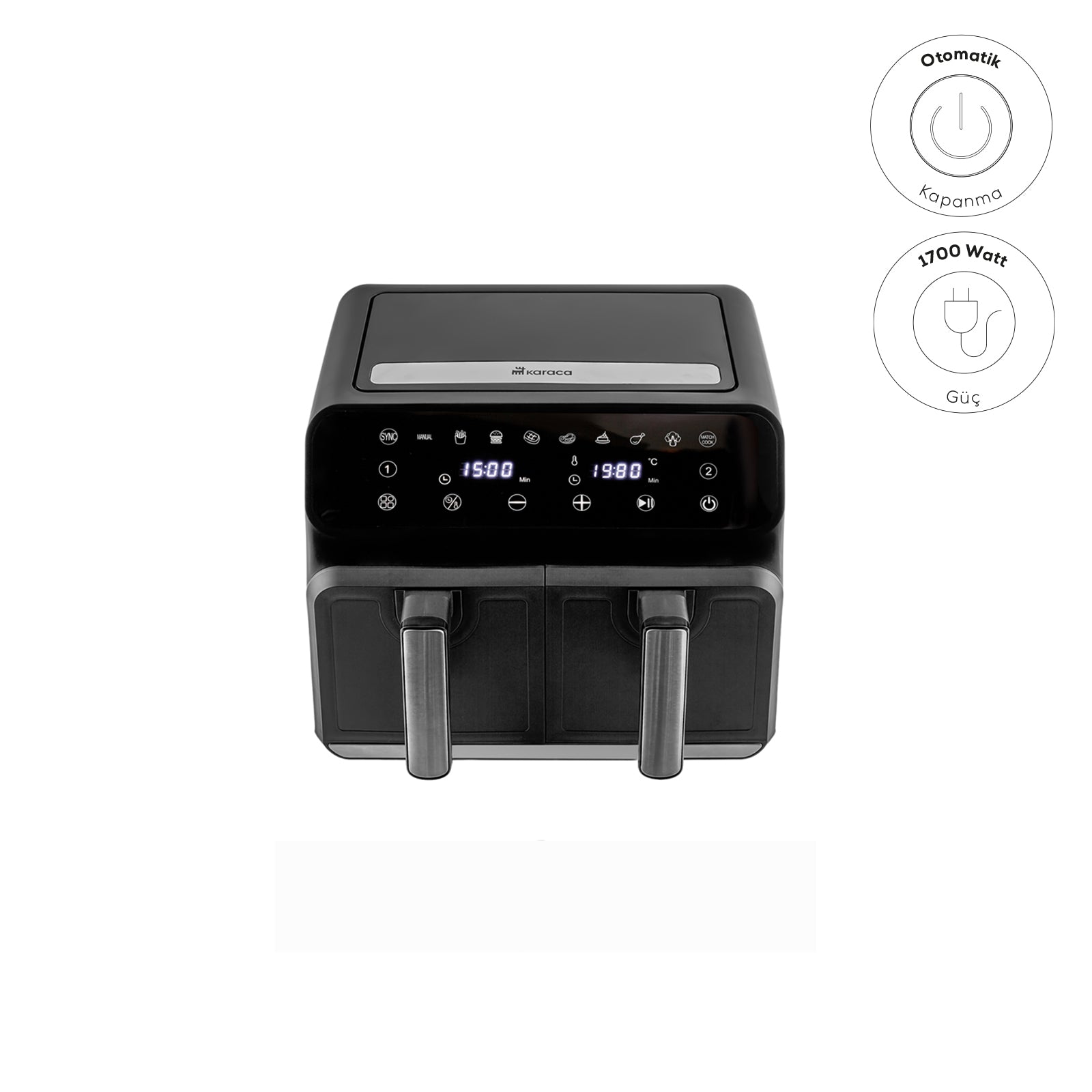 " Karaca Multifry XXXL 4+4 Liter digitaler Airfryer mit zwei Kammern "