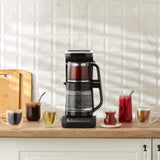 " Karaca Çaysever Robotea Pro 4 in 1 Sprechende Automatische Glas-Teemaschine, Wasserkocher und Filterkaffeemaschine, Schwarz Chrom, 2500W "
